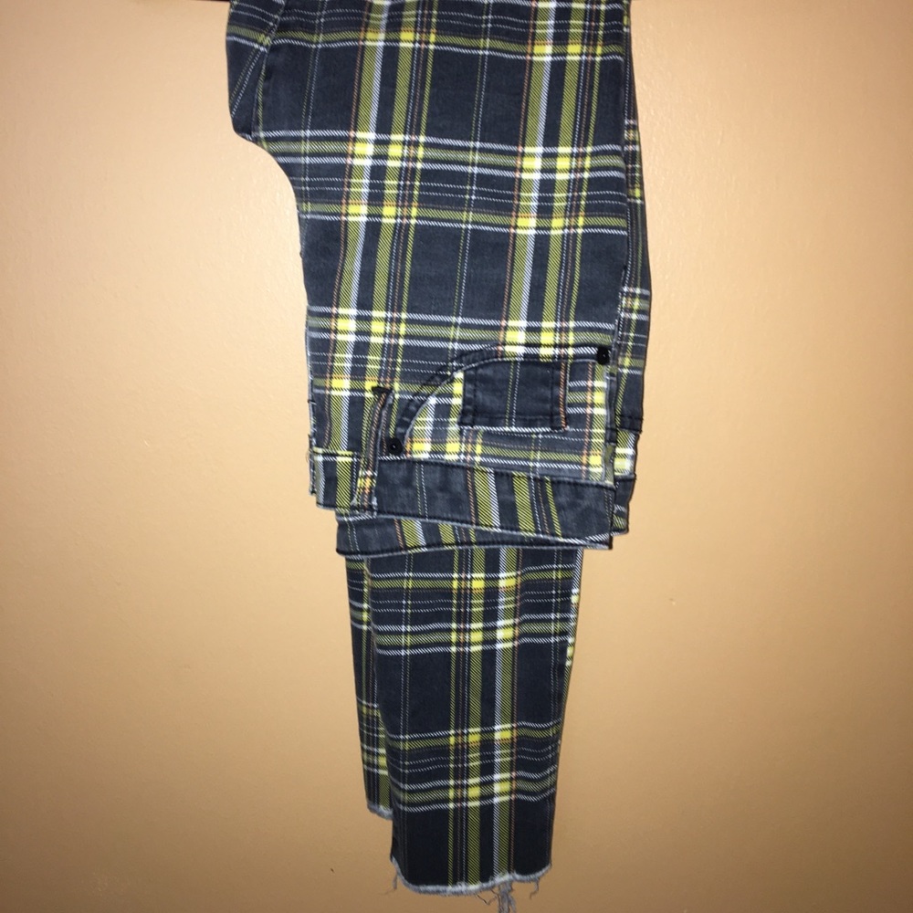 Distressed plaid pants